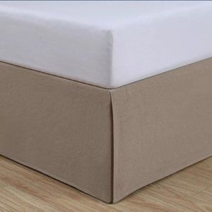 Nestwell Linen Cotton Blend Twin Bed Skirt in Natural Tan Light Brown 15" Drop
